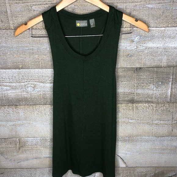 Zella XS Favorite Ribbed Tank Top in Green Mountain workout active tank - Picture 2 of 4